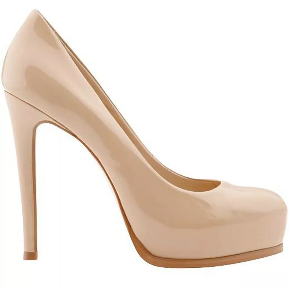 New Kelsi Dagger Laurie Sand Beige Patent Leather High Heel Shoes Size 8